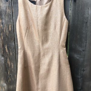 NWT $2090 AKRIS Solid Crewneck Shift Gold dress 4